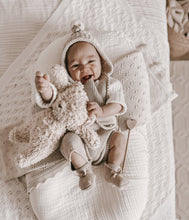 Load image into Gallery viewer, Luna + Luca Rib Detail Short Romper - Heather Beige