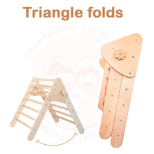 Load image into Gallery viewer, Wood and Hearts Eco-Friendly Wooden Montessori Climbing 3-in-1 Set | Foldable Triangle, Climbing Arch, Rocker Board