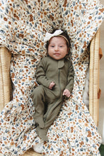Load image into Gallery viewer, Mebie Baby Winter Green Organic Cotton Ribbed Zipper Onesie Pajamas