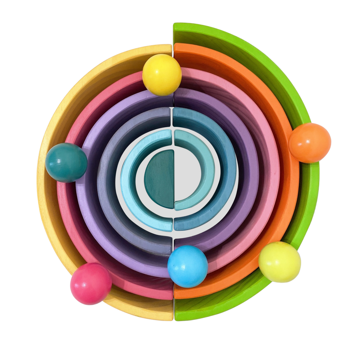 Green Elephant 6-Piece Pastel Wooden Balls (1.8") – Loose Parts Play Set