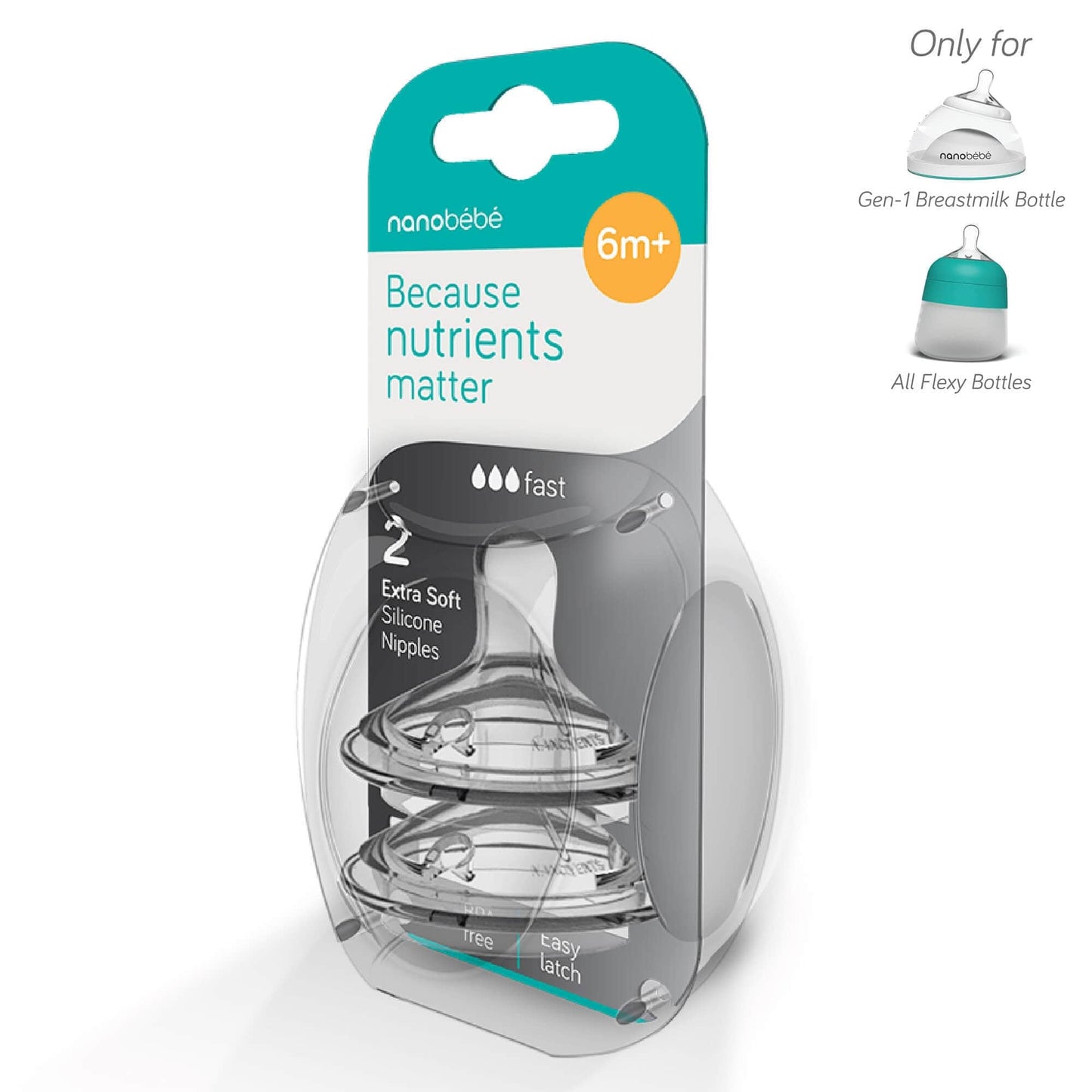Nanobébé Silicone Anti-Colic Baby Bottle Nipples