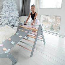Load image into Gallery viewer, Wood and Hearts Eco-Friendly Wooden Montessori Climbing 3-in-1 Set | Foldable Triangle, Climbing Arch, Rocker Board