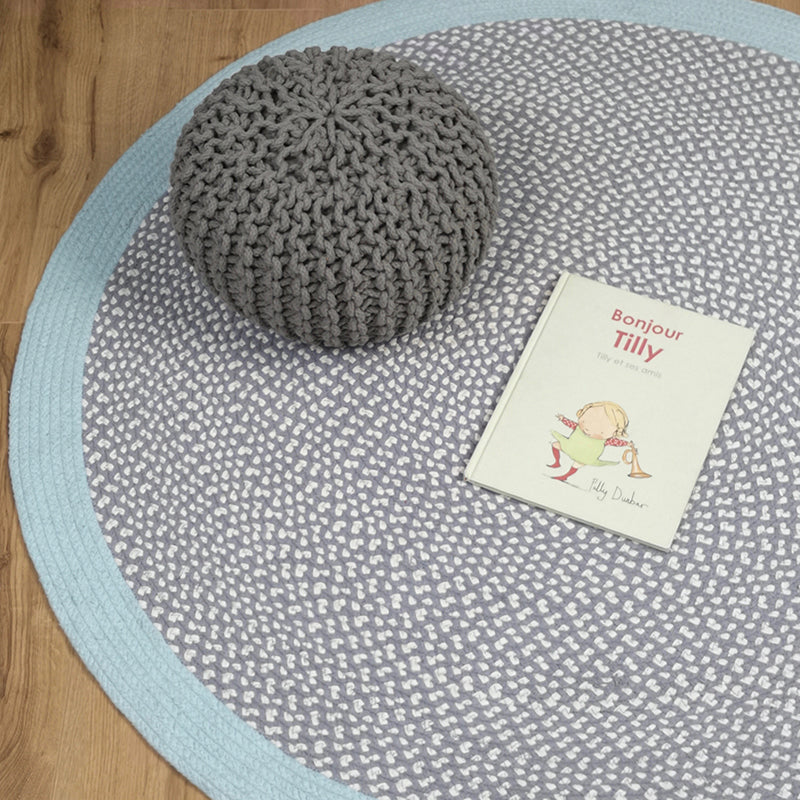 Brenda Round Braided Cotton Kids' Rug – Blue