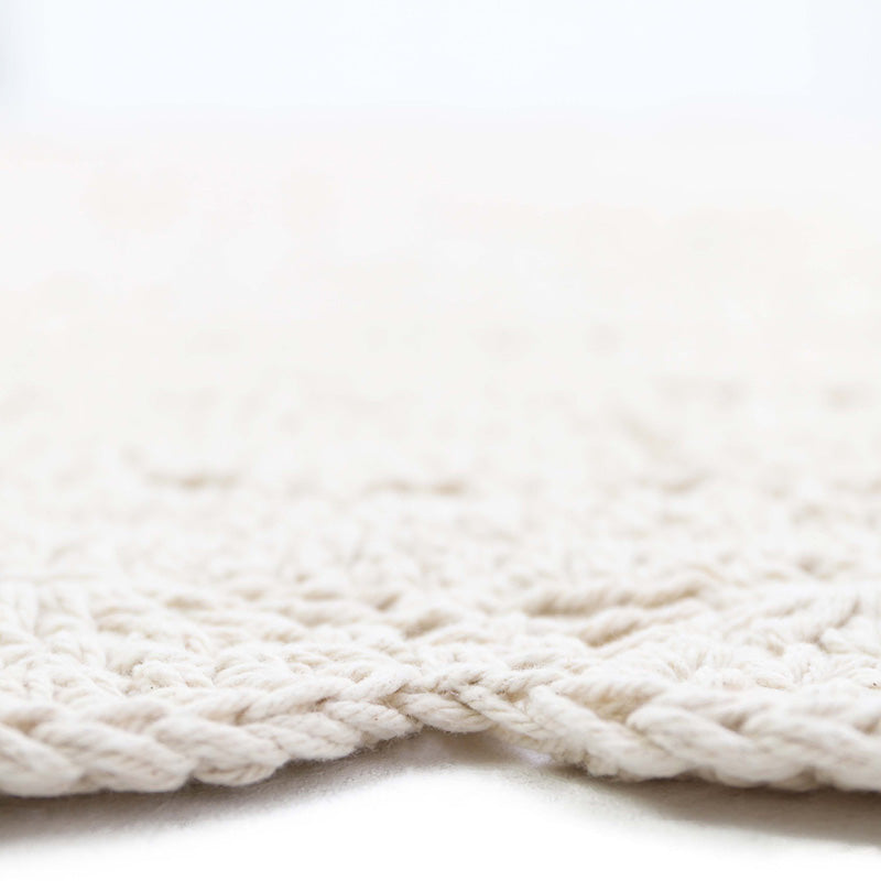 Alma Hand-Crocheted Round Cotton Rug – Ecru, Large