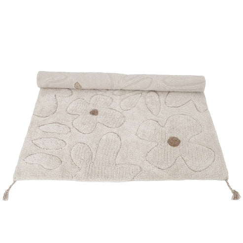 Gentle Flora Washable Cotton Kids' Rug with Flowers