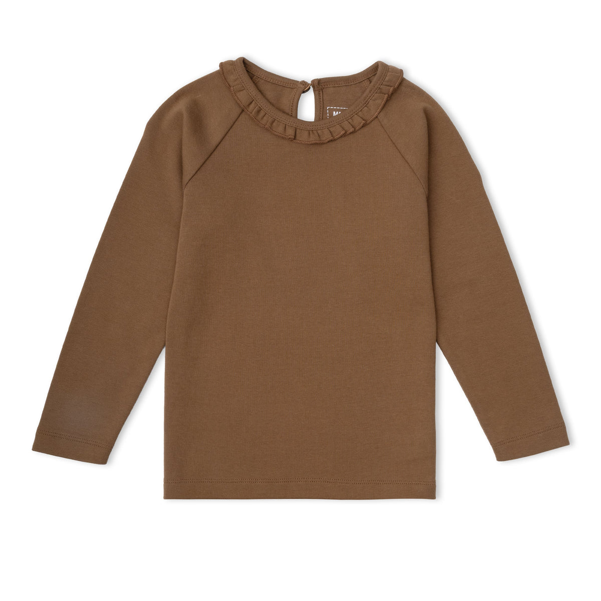 Organic Ruffle Neck Top for Babies & Toddlers – Brown