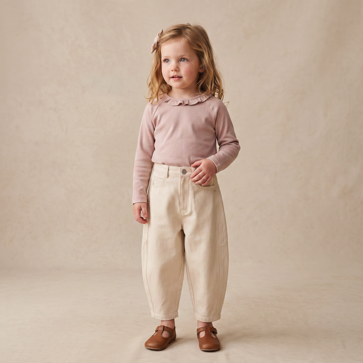 Organic Ruffle Neck Top for Babies & Toddlers – Dusty Rose