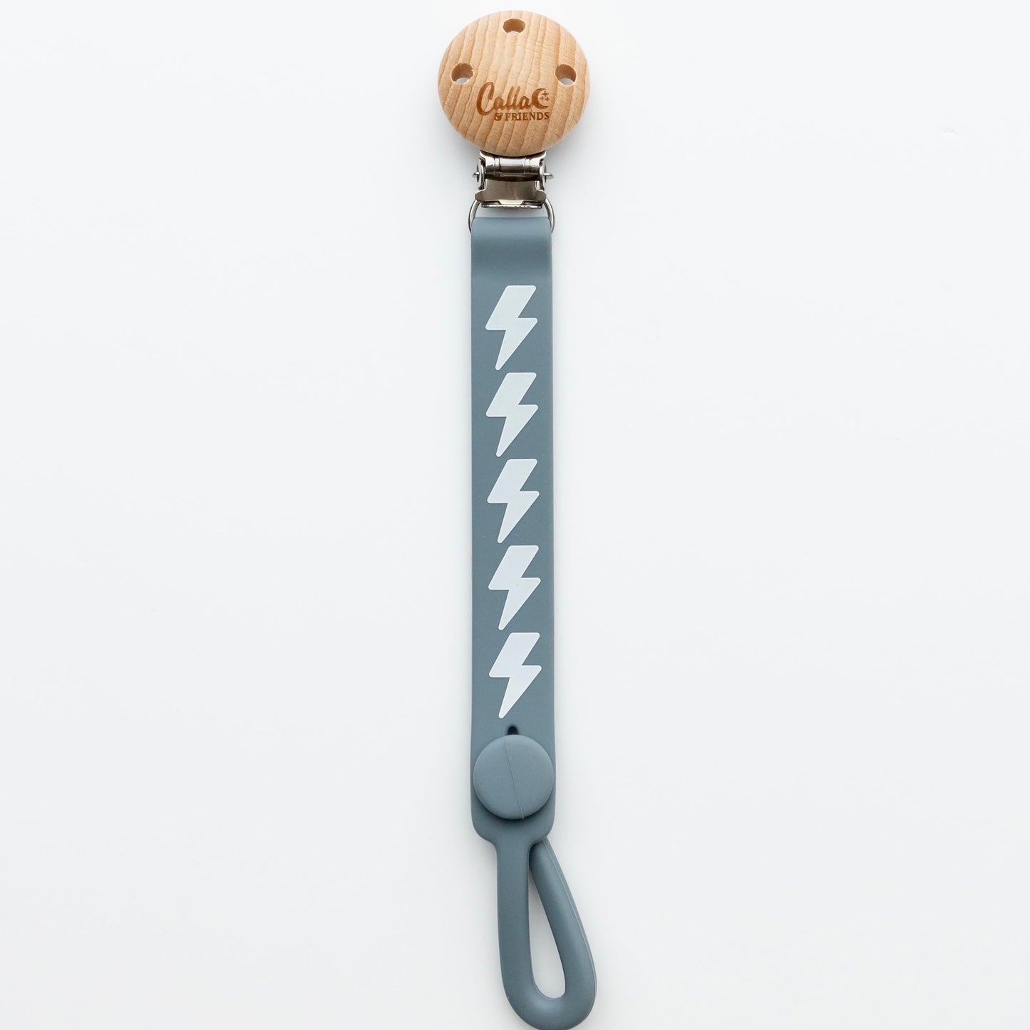 Calla and Friends Silicone Non-Toxic Nash Everything Pacifier Clip - Bolt