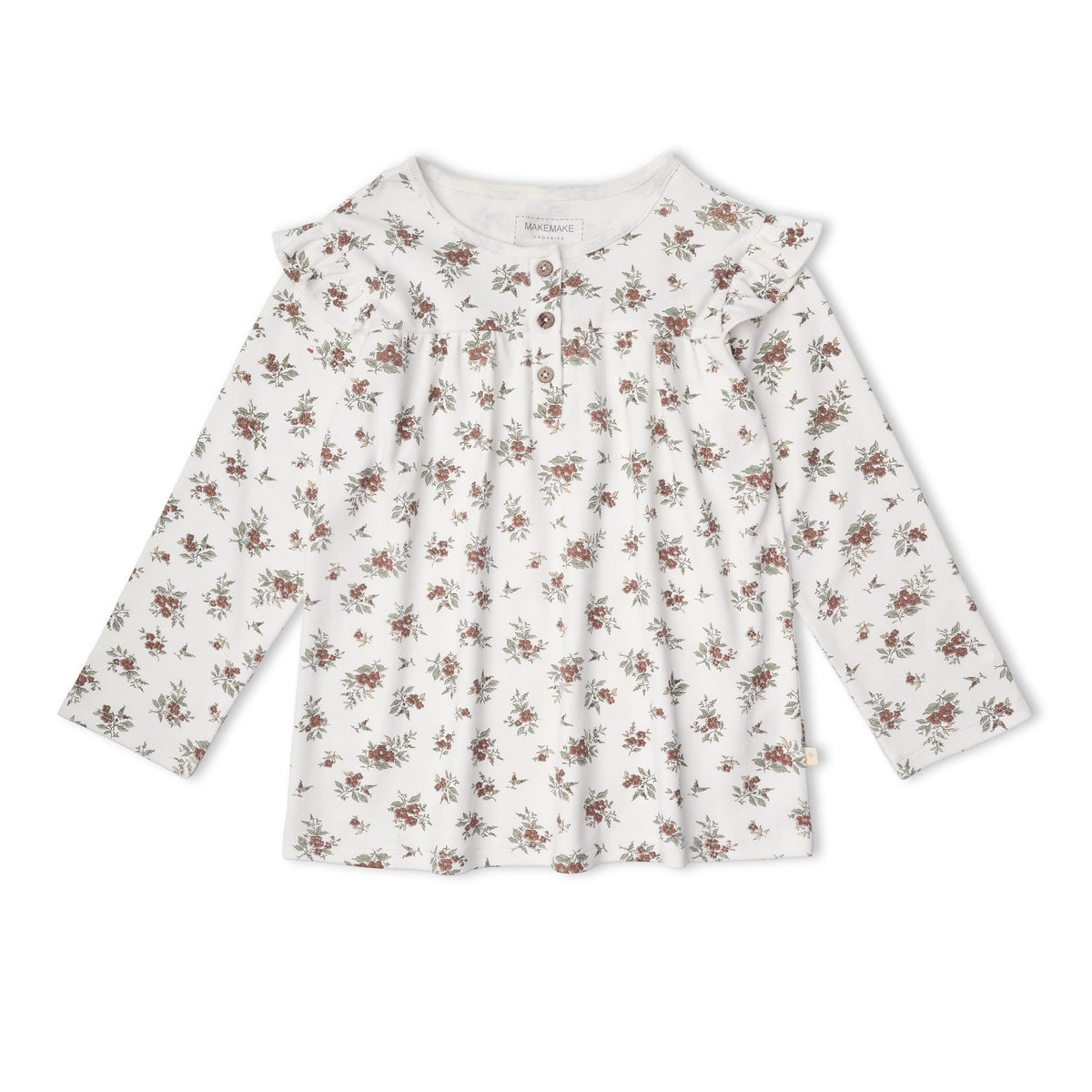 Organic Cotton Ruffle Long Sleeve Tops, Set of 2 for Babies & Toddlers – Winter Berry + Olive