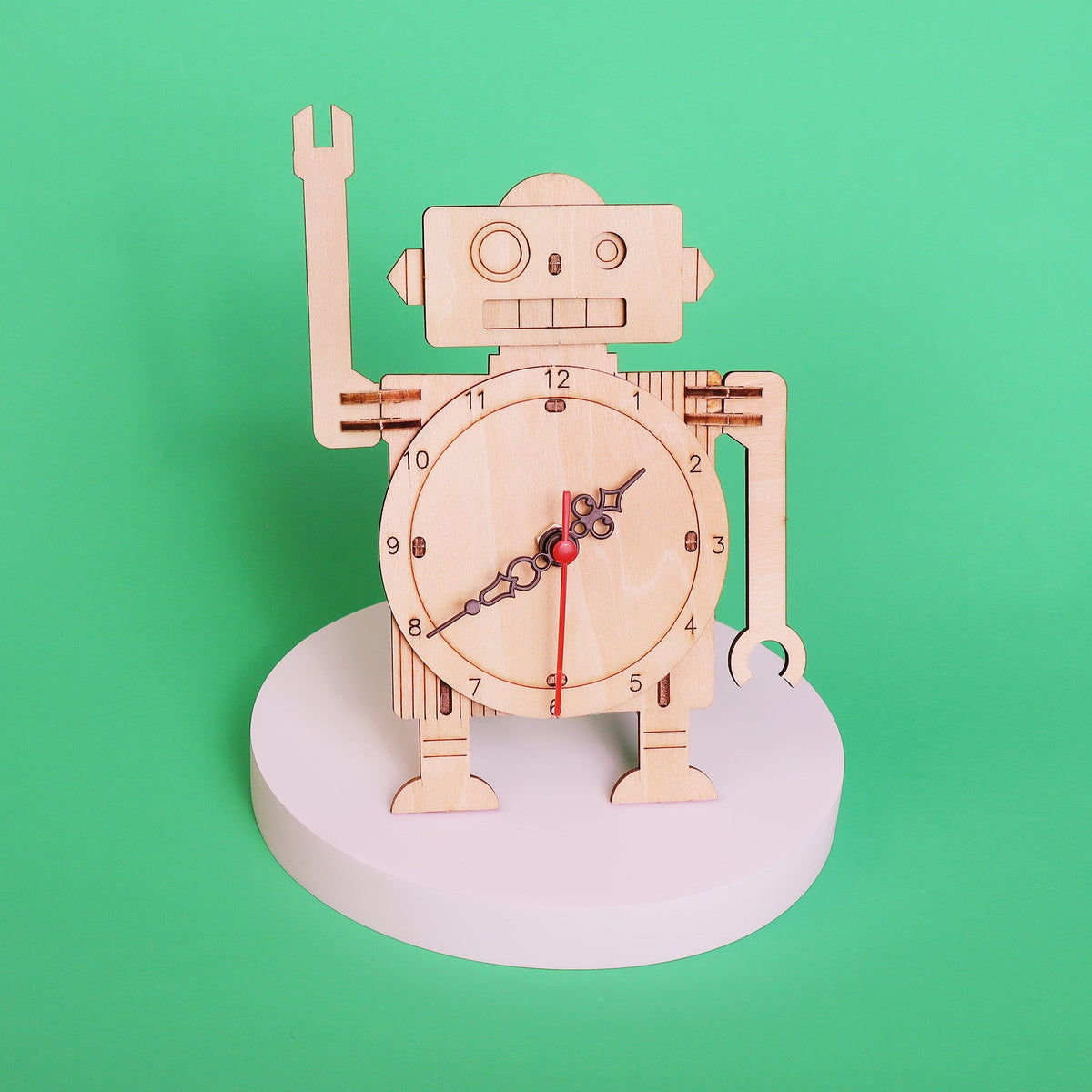 Kitsville Robot Clock DIY Kit – Wooden STEM Building Kit for Kids 6+