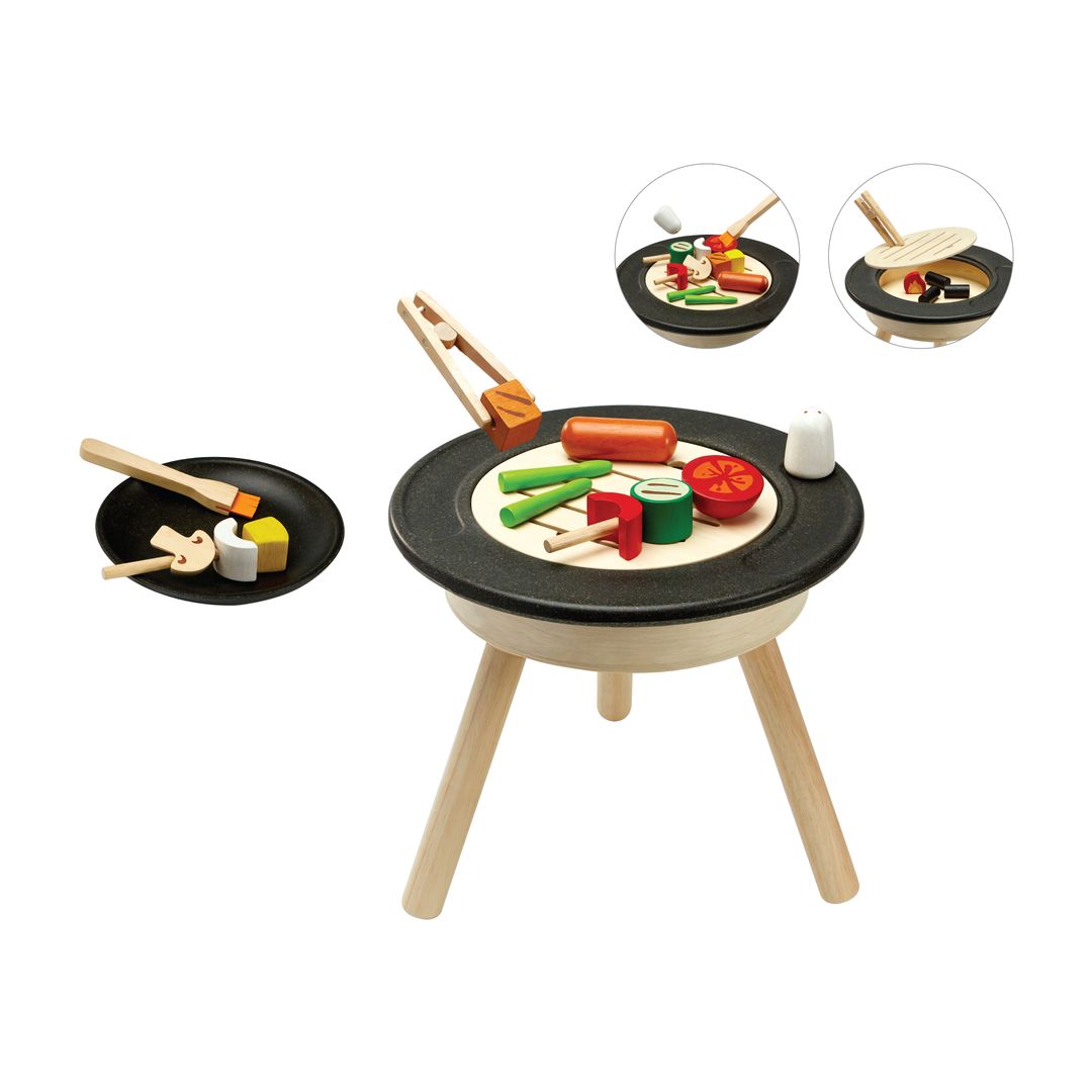 PlanToys Eco-Friendly Wooden Kids' Pretend Play BBQ Playset