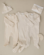 Load image into Gallery viewer, Mebie Baby Vanilla Organic Cotton Ribbed Knot Gown