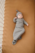 Load image into Gallery viewer, Mebie Baby Organic Cotton Ribbed Knot Gown | Grey