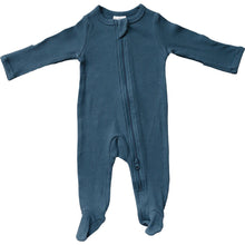 Load image into Gallery viewer, Mebie Baby Organic Cotton Ribbed Zipper Footed Onesie Pajamas | Navy