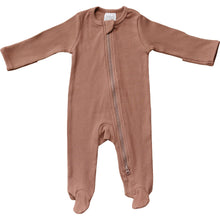 Load image into Gallery viewer, Mebie Baby Organic Cotton Ribbed Zipper Footed Pajamas Onesie | Dusty Rose