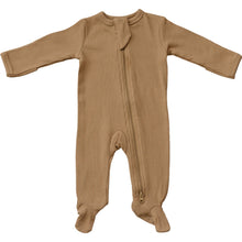 Load image into Gallery viewer, Mebie Baby Organic Cotton Ribbed Zipper Footed Pajamas | Cafe