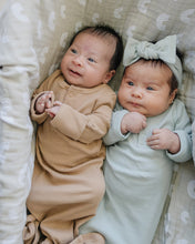 Load image into Gallery viewer, Mebie Baby Sage Organic Cotton Ribbed Knot Gown