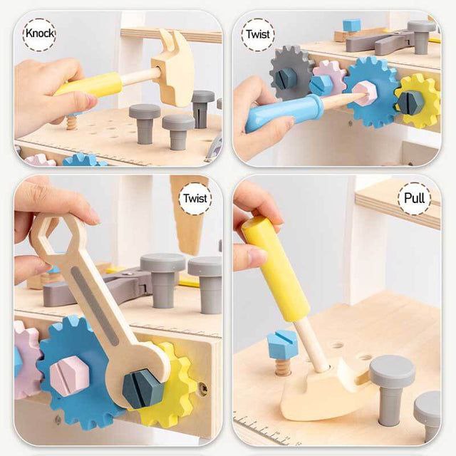 Avenlur Wooden Tool Walker – Multi-Activity Learning Wagon for Toddlers