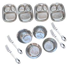 Load image into Gallery viewer, Busy Benny Truck Themed Stainless Steel Kids' Dinnerware Set for Four