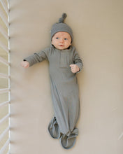 Load image into Gallery viewer, Mebie Baby Organic Cotton Ribbed Knot Gown | Grey