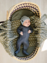 Load image into Gallery viewer, Mebie Baby Charcoal Organic Cotton Ribbed Zipper