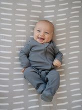 Load image into Gallery viewer, Mebie Baby Charcoal Organic Cotton Ribbed Zipper