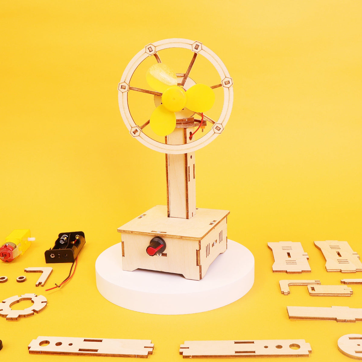 Kitsville Variable-Speed Oscillating Fan DIY Kit – Wooden STEM Building Kit for Kids