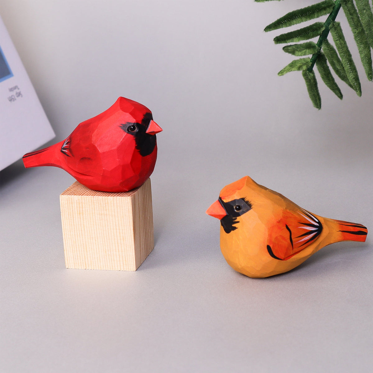 Kitsville Hand-Carved Wooden Cardinal Bird
