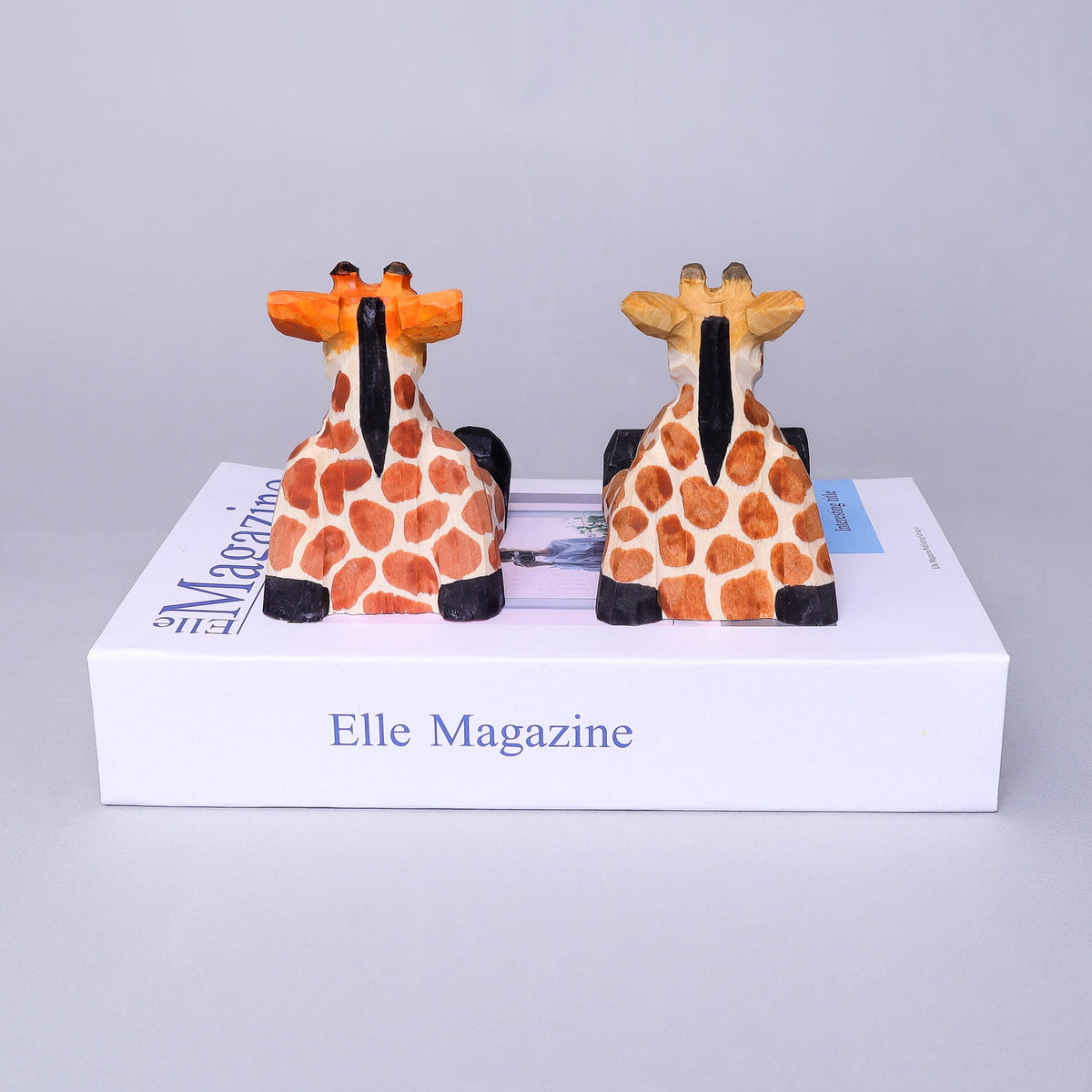 Kitsville Hand-Carved Wooden Giraffe Phone Stand