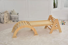 Load image into Gallery viewer, Avenlur Maple - Sustainable Wooden Small Toddler Montessori Triangle Climbing Set with Ladder Slide and Rocker