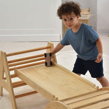 Load image into Gallery viewer, Avenlur Maple - Sustainable Wooden Small Toddler Montessori Triangle Climbing Set with Ladder Slide and Rocker