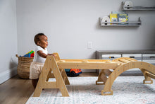 Load image into Gallery viewer, Avenlur Maple - Sustainable Wooden Small Toddler Montessori Triangle Climbing Set with Ladder Slide and Rocker