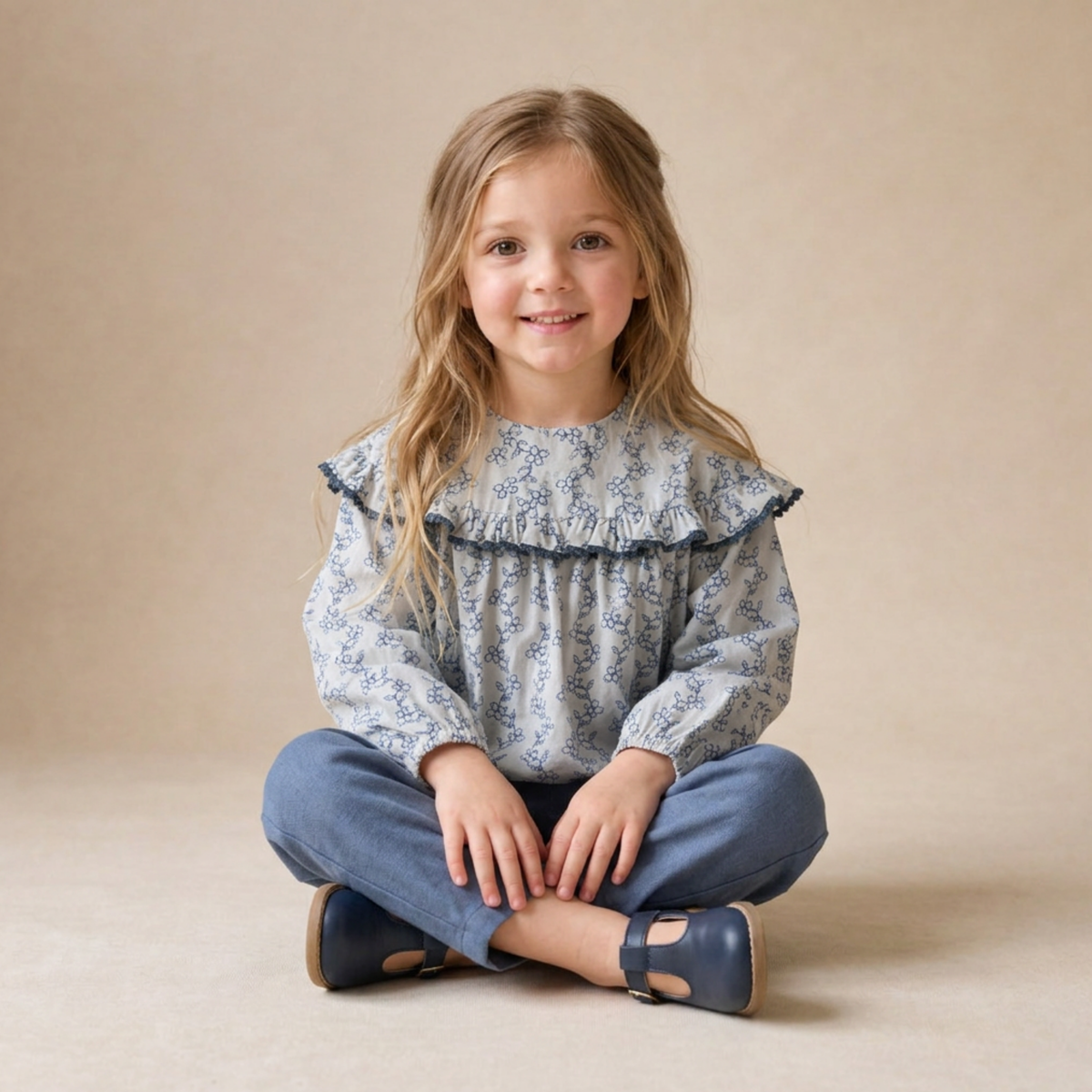 Organic Cotton Ruffle Button Blouse for Toddlers – Bluebell Vine