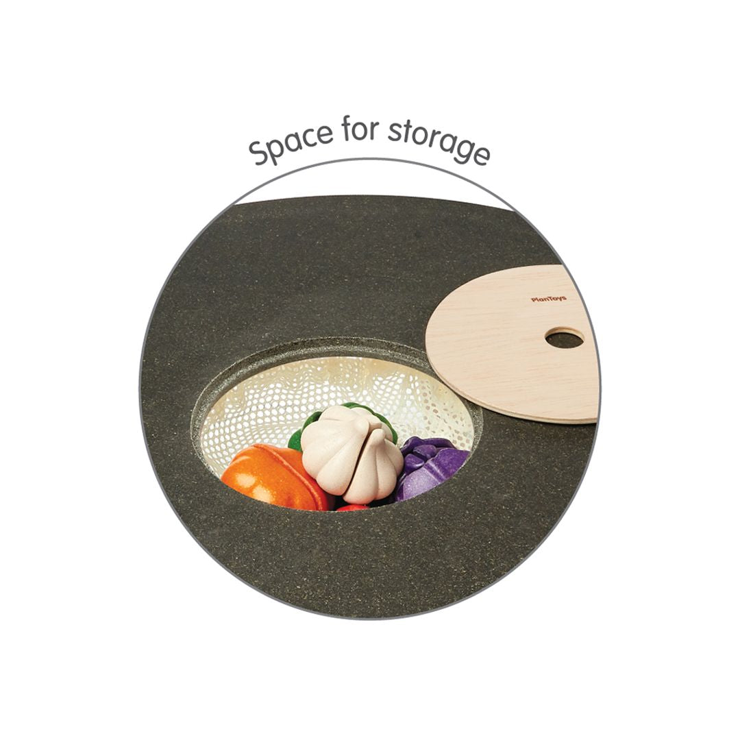 PlanToys Eco-Friendly Round Wooden Chalkboard  Kids' Table