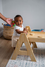 Load image into Gallery viewer, Avenlur Maple - Sustainable Wooden Small Toddler Montessori Triangle Climbing Set with Ladder Slide and Rocker