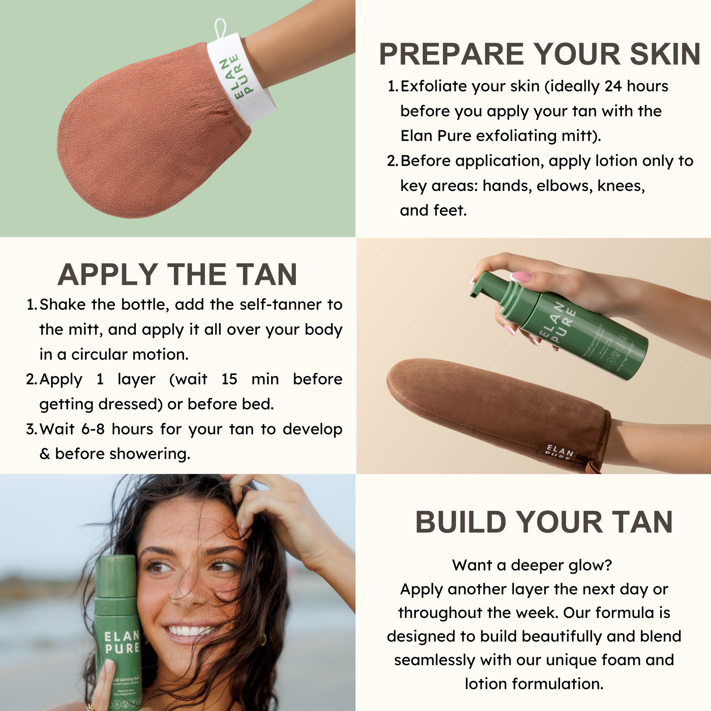 Elan Pure Non-Toxic Self-Tanner - Hydrating, Buildable Glow