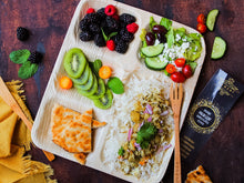 Load image into Gallery viewer, Ecozoi Disposable Eco-Friendly Plant Based Divided Plates, 5 Compartment 12" Rectangle Palm Leaf Plates, 25 Pack