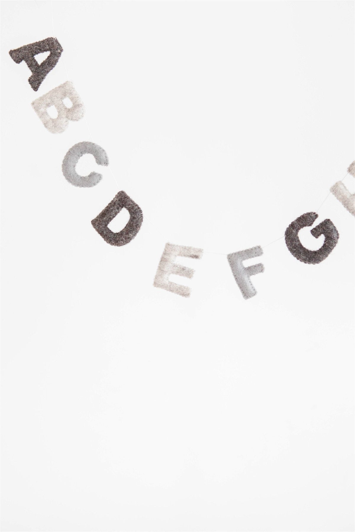 Gray Alphabet Garland – Handmade Wool Felt Nursery & Playroom Decor