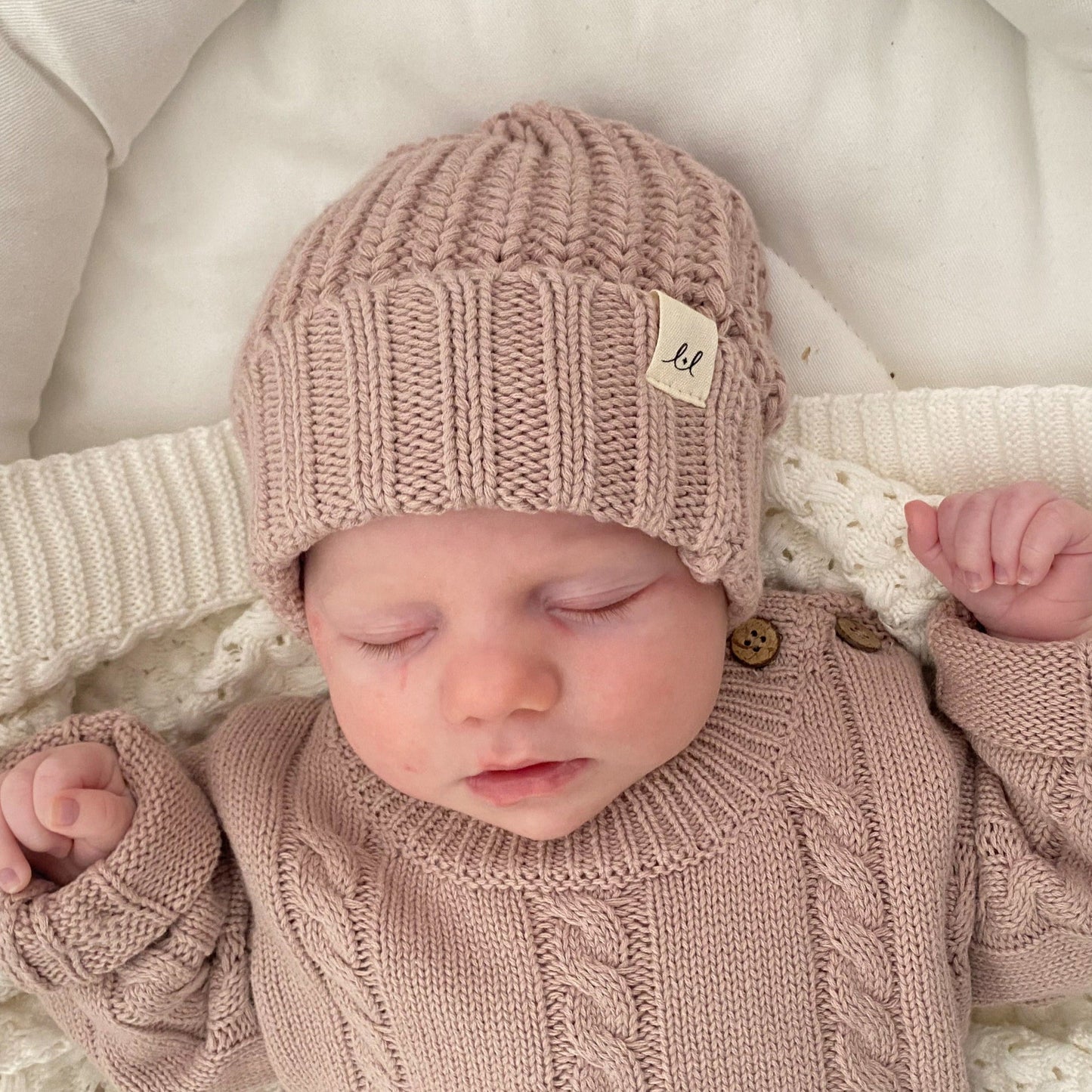 Luca + Luna Organic Cotton Chunky Knit Beanie | Dusty Petal