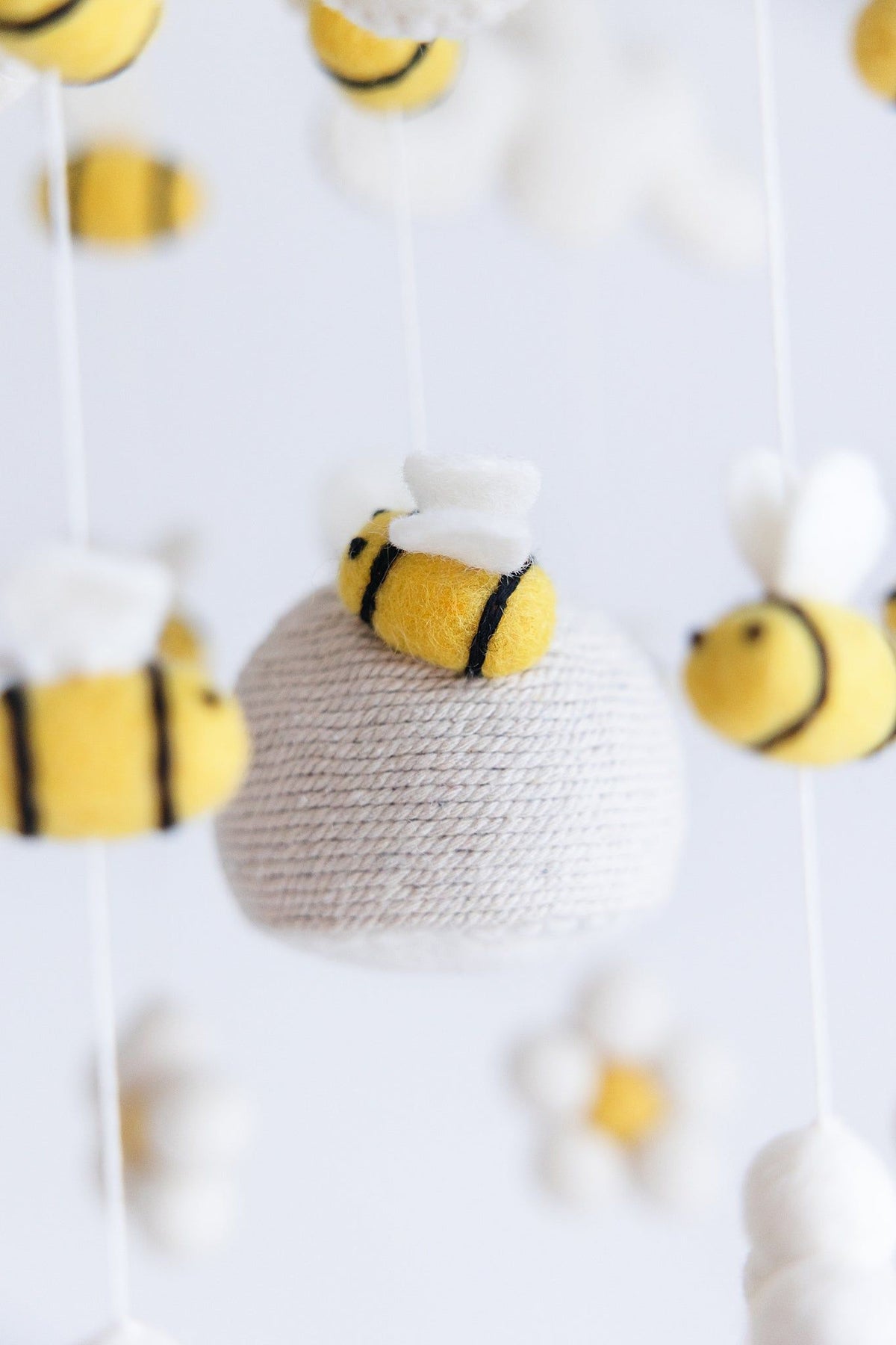 Nivas Bee Crib Mobile – Handmade Wool Felt Nursery Mobile