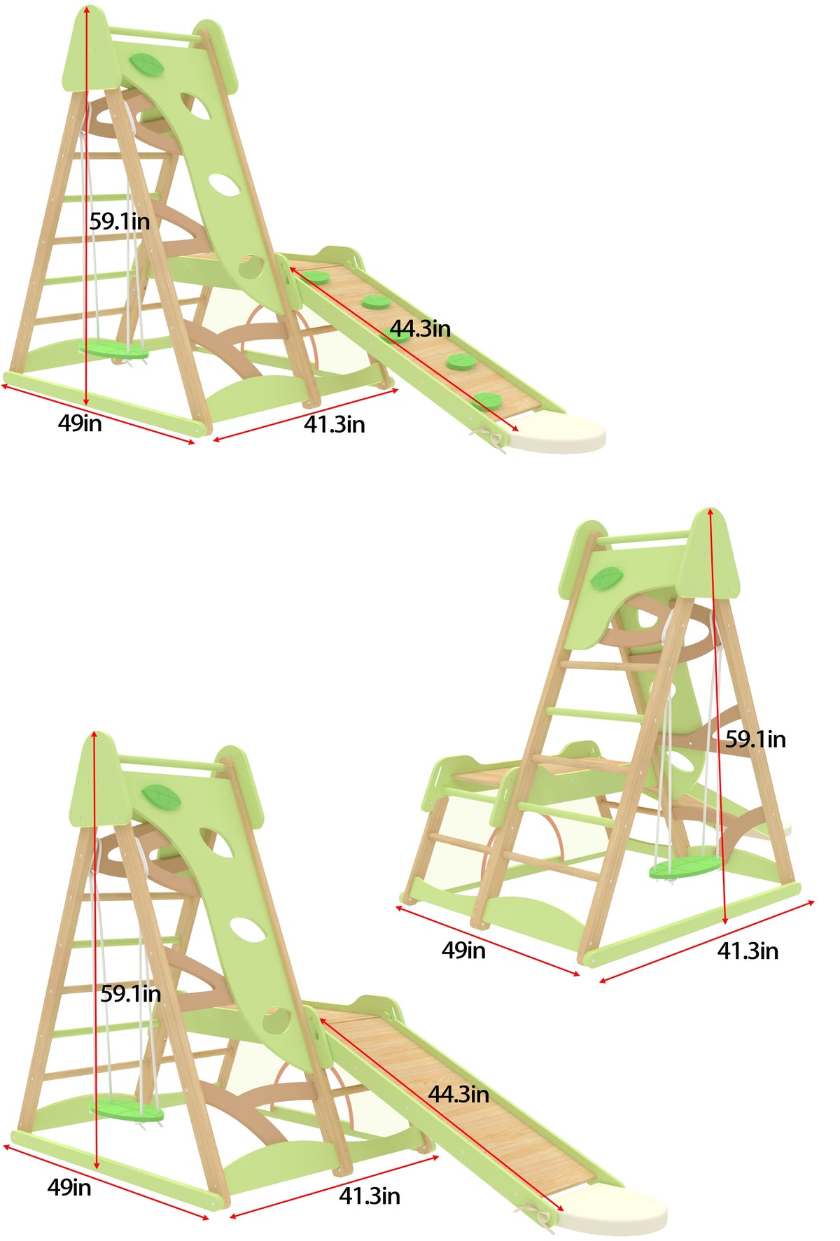 Avenlur Bush 6-in-1 Wooden Indoor Jungle Gym – Montessori Toddler Climber with Slide, Rock Wall & Swing