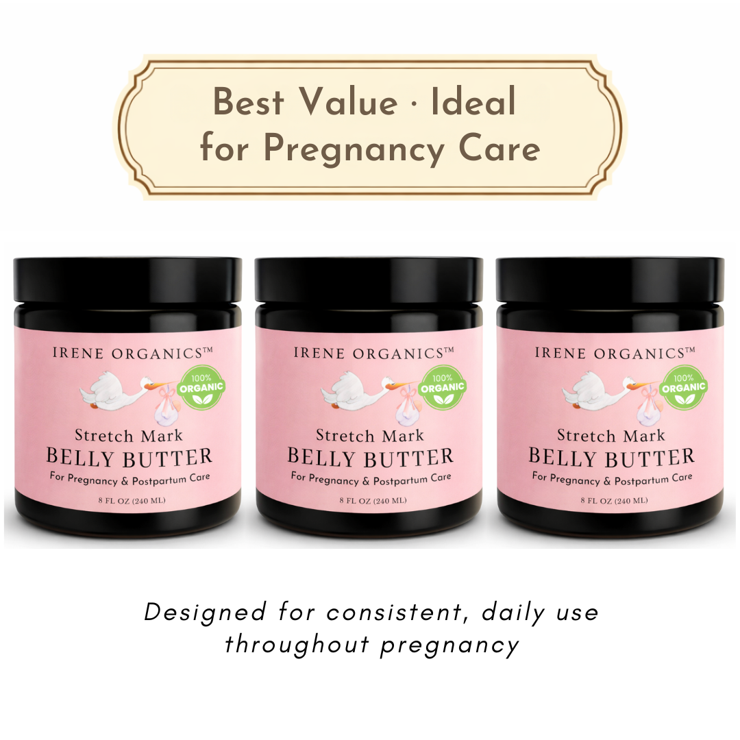 Irene Organics Belly Butter - Unscented Balm for Stretch Mark Defense