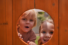 Load image into Gallery viewer, Avenlur Forest: Toddler-Friendly Small Eco-Friendly Non-Toxic Wooden Swing Set with Slide, Fort & Rock Wall