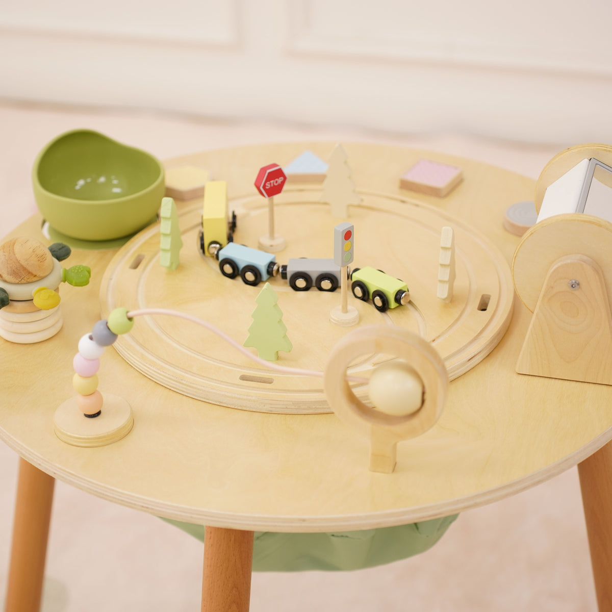 Avenlur Aldar Convertible Montessori Activity Table – Baby Activity Seat to Toddler Table, FSC Wood