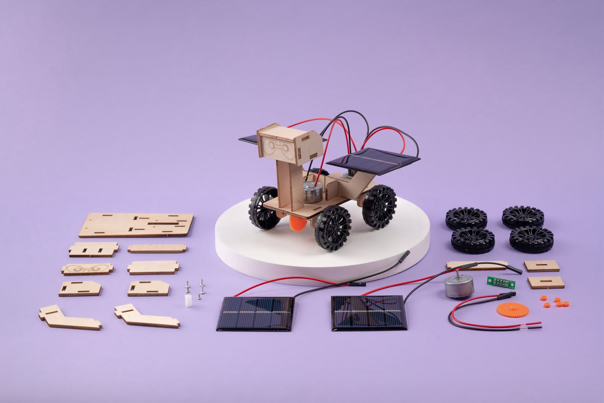 Kitsville Solar Mars Rover DIY Kit – Wooden STEM Building Kit for Kids 8+
