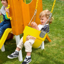 Load image into Gallery viewer, Avenlur Forest: Toddler-Friendly Small Eco-Friendly Non-Toxic Wooden Swing Set with Slide, Fort & Rock Wall