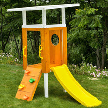Load image into Gallery viewer, Avenlur Forest: Toddler-Friendly Small Eco-Friendly Non-Toxic Wooden Swing Set with Slide, Fort & Rock Wall