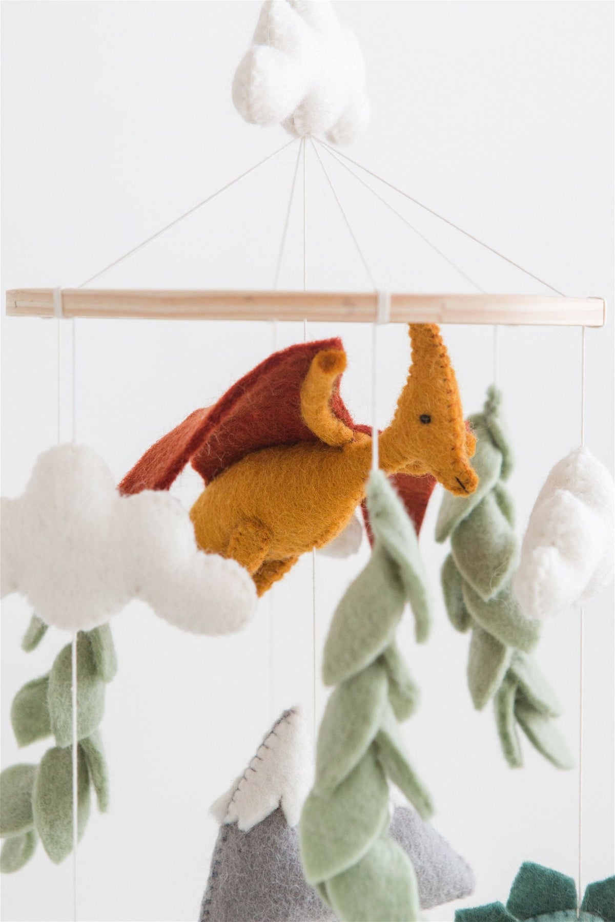 Dinosaur Crib Mobile – Handmade Wool Felt Nursery Decor