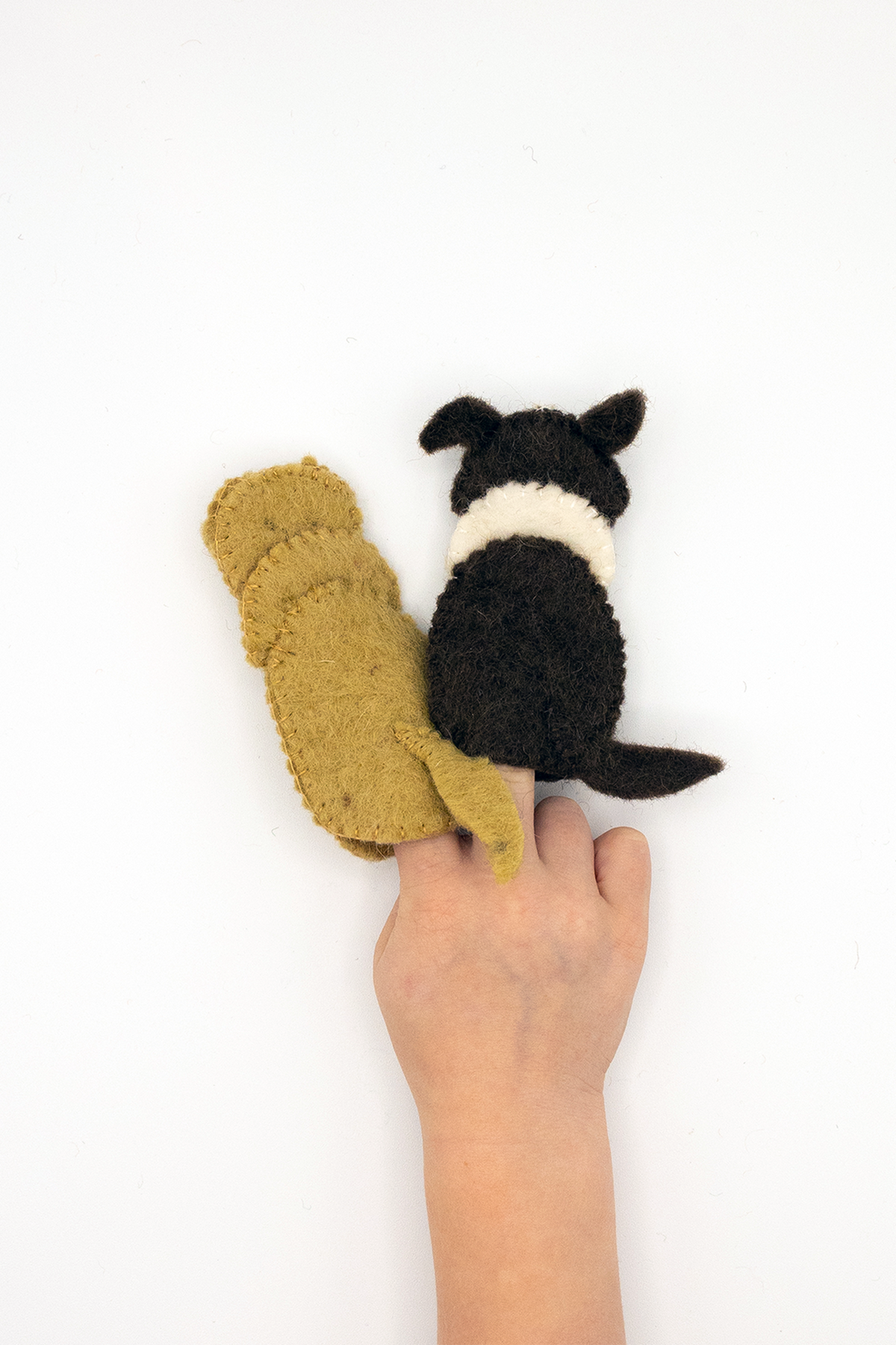 Dog Finger Puppet Set – Handmade Wool Felt Pretend Play Toy