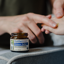 Load image into Gallery viewer, Motherlove USDA Organic Green Salve Herbal Balm for Outdoor Adventures | Soothing Scrapes, Bumps, Bruises, Bug Bites